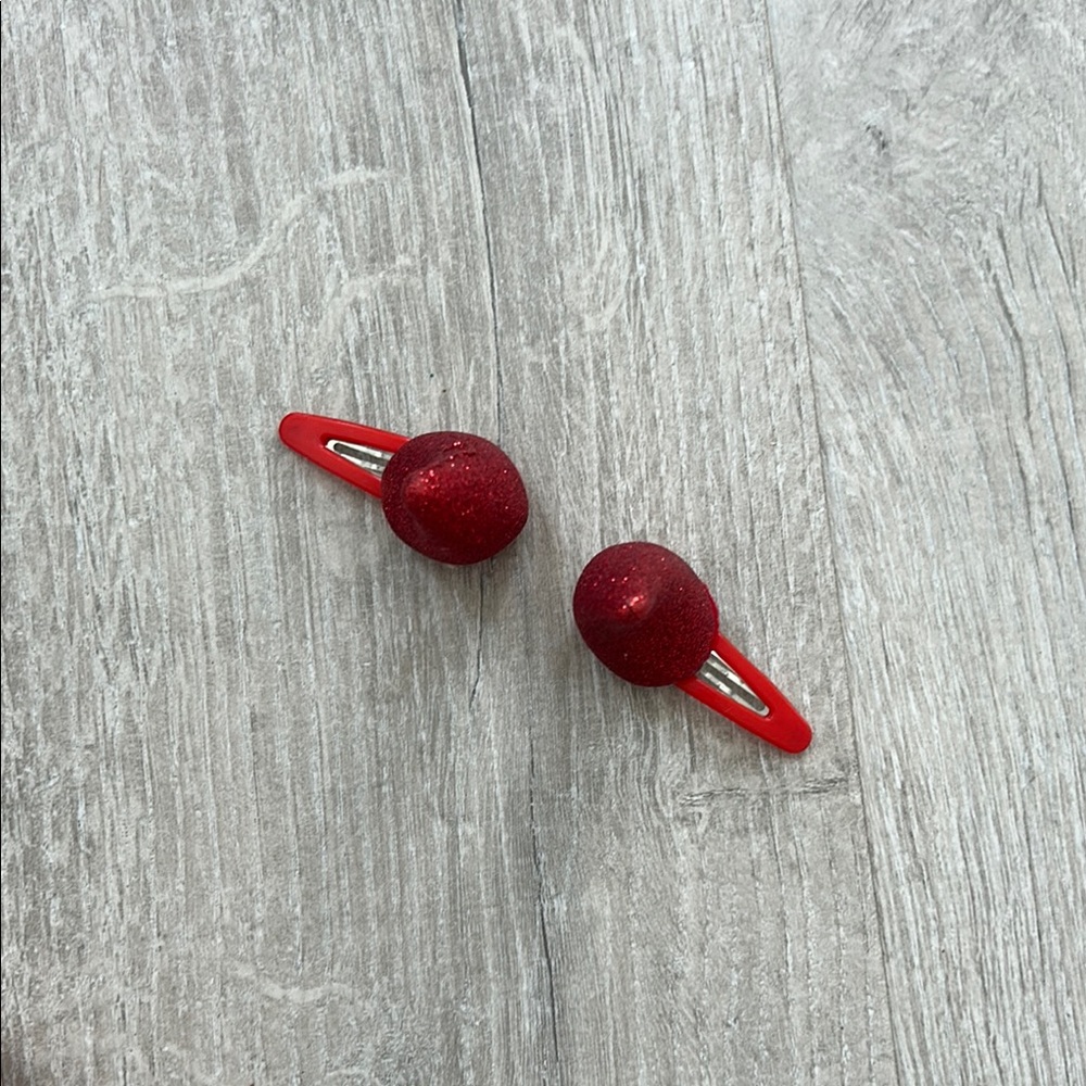Red Glitter Hair Clips - Picture 2 of 3